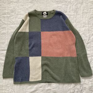 Vintage 90s Sag Harbor Pastel Geometric Sweater Womens Large Cottage Granny